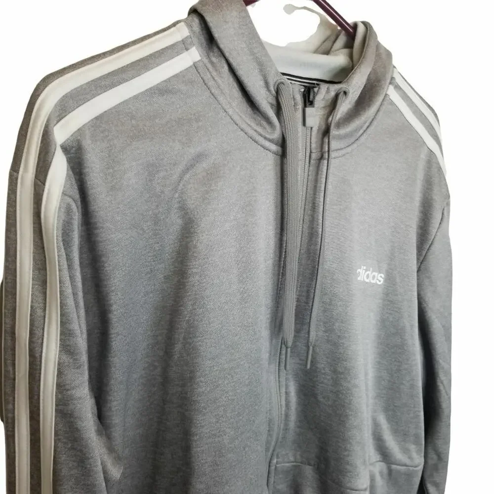 Adidas Mens Three Stripe Hoodie Sweatshirt Full Zip Jacket Sz L Gorpcore Active